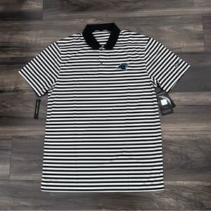 Nike Golf Carolina Panthers Polo Men's M Black & White NFL Dri-Fit Striped Shirt